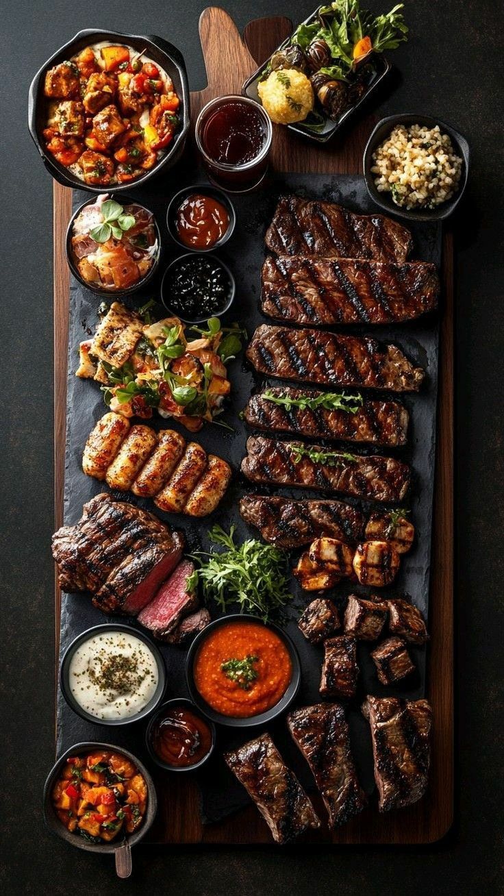 Plateau de grillades dressé en cuisine